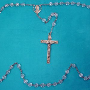 Beautiful Clear Crystal Glass and Sterling Rosary