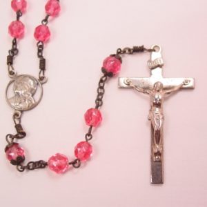 Bright Pink Glass Rosary