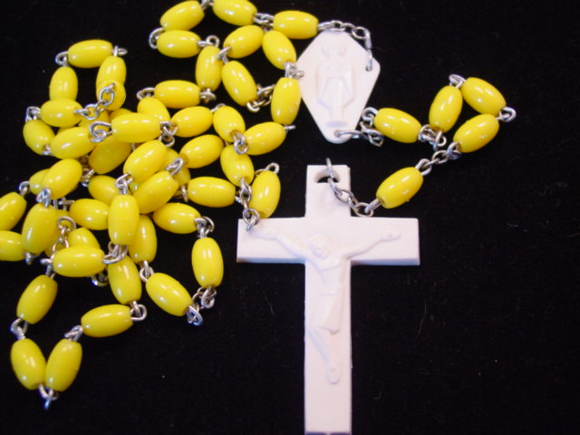 Yellow and White Plastic Rosary