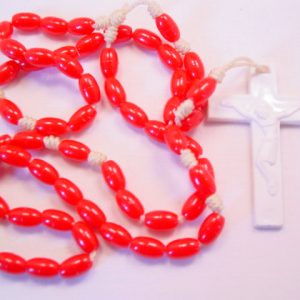 Red and White Plastic Rosary