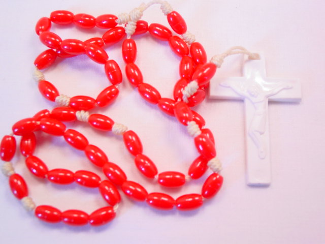 Red and White Plastic Rosary