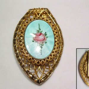 Old Enameled Filigree Dress Clip