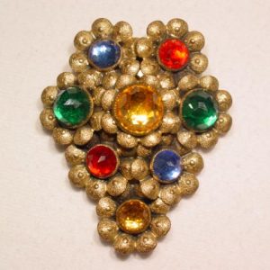 Old Floral Multi-Color Rhinestone Dress Clip