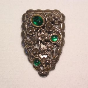 Floral Green Rhinestone Dress Clip