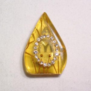 Apple Juice Lucite and Rhinestone Dress Clip