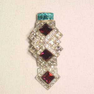 Bright Purple and Aqua Rhinestone Dress Clip
