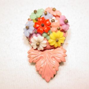 Old Multi-Color Floral Dress Clip