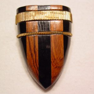 Black Plastic and Wooden Dress Clip