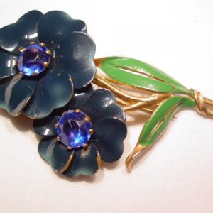 Dark Blue Flowers Fur Clip