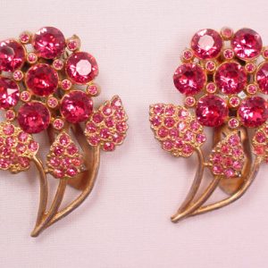 Pink Rhinestone Flower Dress Clips