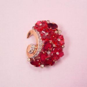 Trifari Cranberry Crescent Dress Clip
