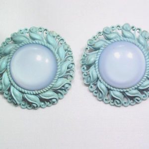 Large Old Blue Plastic Earrings