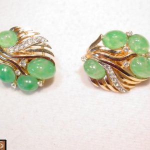 Speckled Green Trifari Earrings