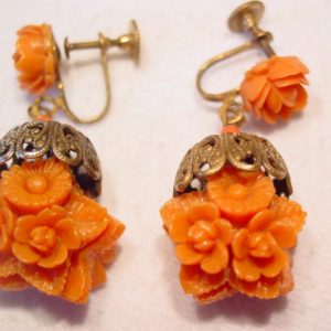 Plastic Coral Roses Earrings