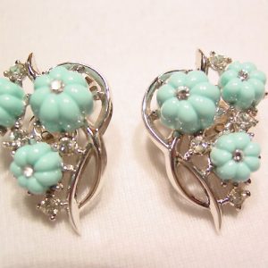 Baby Blue Silvertone Trifari Earrings