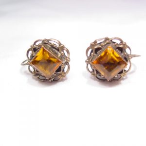 Goldtone Filigree and Topaz Rhinestone Earrings