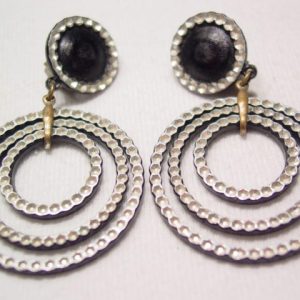 West German Cut Steel Look Aluminum Earrings