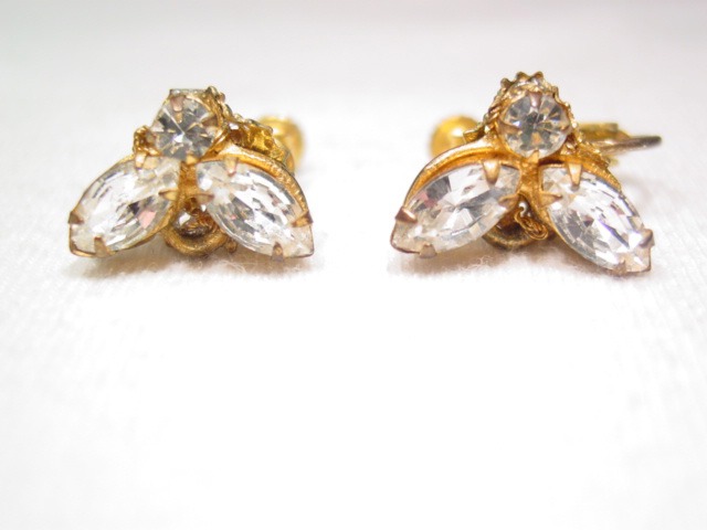 Clear Rhinestone Miriam Haskell Earrings