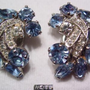 Ice Blue and Rhinestone Weiss Earrings