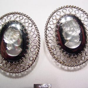 Whiting & Davis Filigree Cameo Earrings
