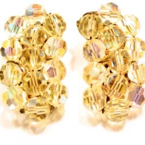 Crescent-Shaped Yellow Aurora Borealis Earrings