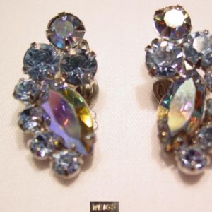 Pale Blue and Aurora Borealis Weiss Earrings