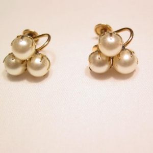 Gold Filled Tri-Pearl Screwback Earrings