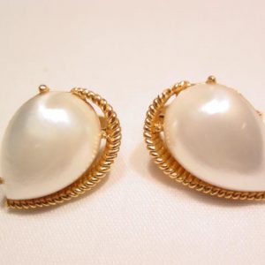 Imitation Pearl Teardrop Trifari Earrings