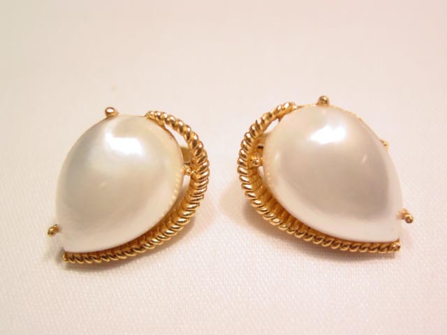 Imitation Pearl Teardrop Trifari Earrings