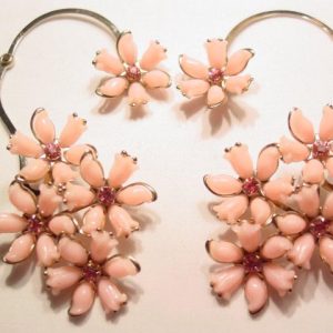 Pink Plastic Flowers Wrap-Around Earrings