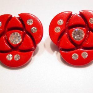Red Radioactive Rhinestone Earrings
