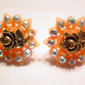 Pale Orange Rose Earrings