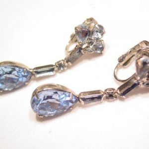 Long Pale Blue Pear Earrings