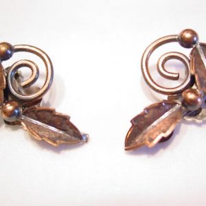 Copper Bell Leaf and Vine Earrings