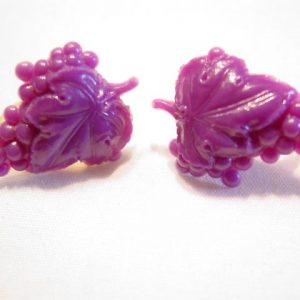 Purple Plastic Grape Cluster Earrings