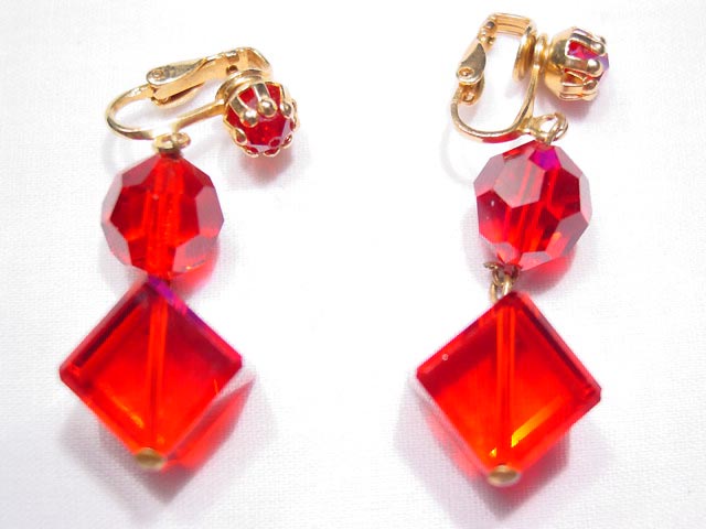 Red Square Aurora Borealis Earrings