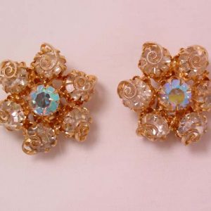 Heavy Rhinestone Swirl Earrings