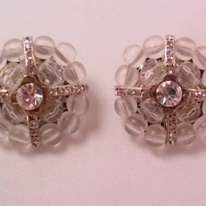 Margherita Buohanno Clear Plastic and Rhinestone Earrings