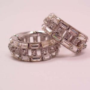 Bogoff Clear Rhinestone Loop Earrings