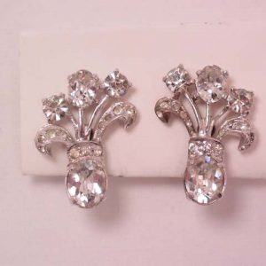 Sterling Eisenberg Clear Rhinestone Spray Earrings