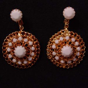 Hobe Round Milk Glass Earrings