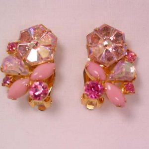 Iridescent Pink Flower Earrings