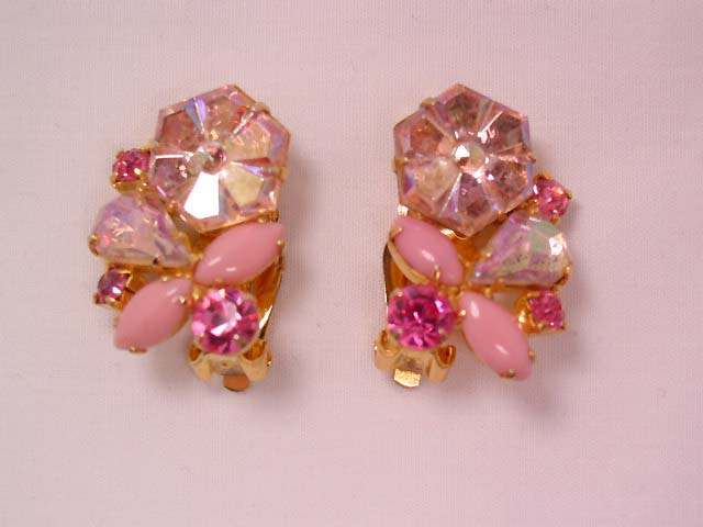 Iridescent Pink Flower Earrings