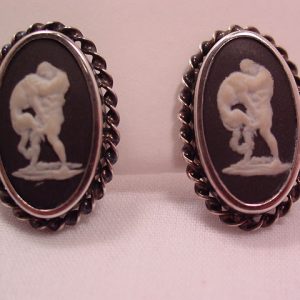 Black Wedgwood Rainbow Sterling Hercules and Lion Earrings
