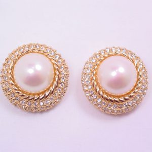 Pearl and Rhinestone Christian Dior Earrings