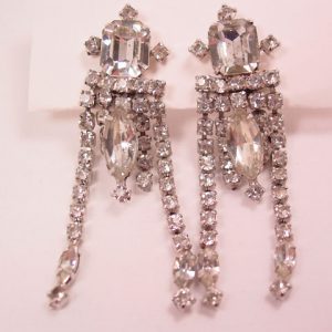 Large Clear Rhinestone Dangle Earrings