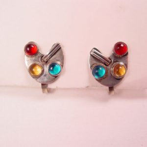 Signed Sterling Artist Palette Earrings