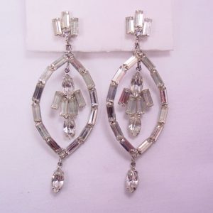 Giant Vendome Rhinestone Oval Earrings