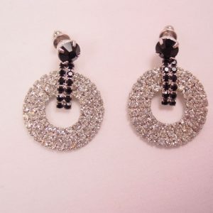 Pierced Black and Clear Loop Earrings