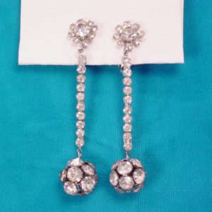 Ball and a Stick Dangling Rhinestone Earrings